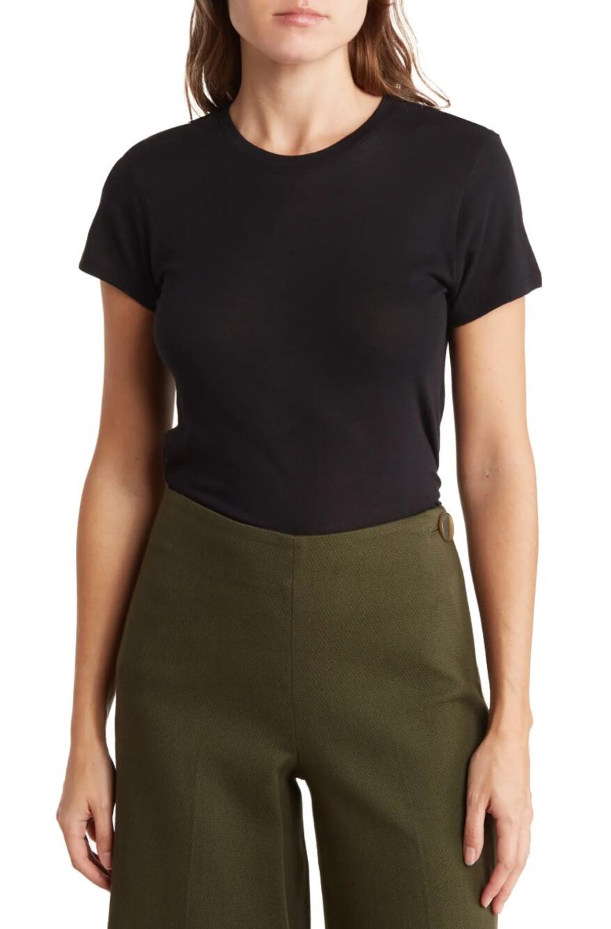Vince LITTLE BOY T-SHIRT Crew Neck Modal Cotton Classic Tee in Black M NWOT $80
